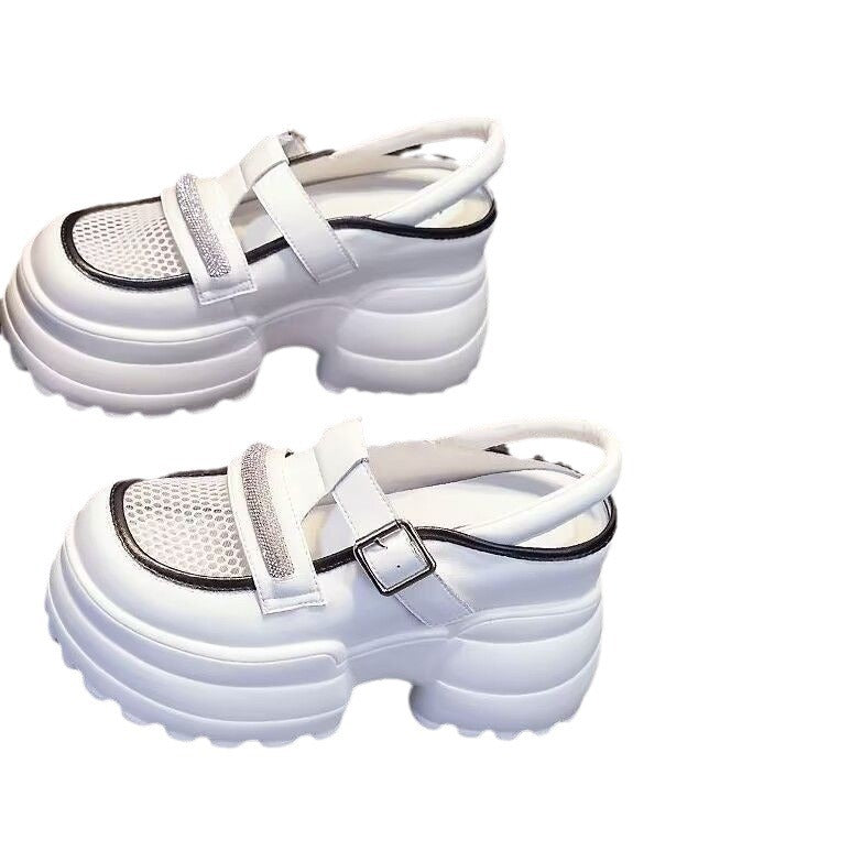 Damen Plattform-Sandalen Hoch mit Verstellbarem Riemen Rutschfest