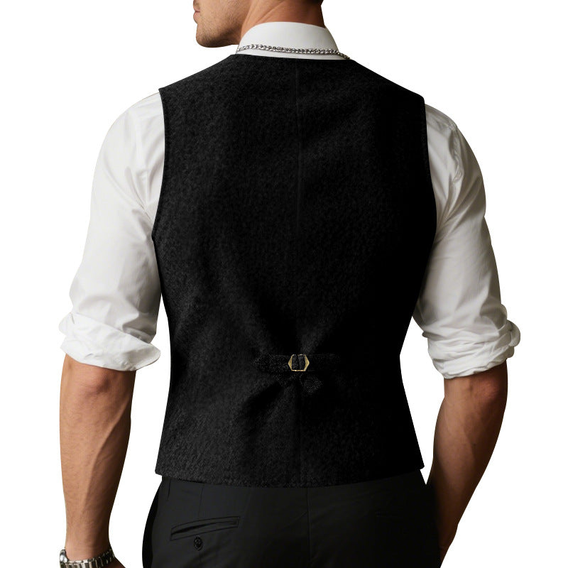 Herren Weste Elegante Wollmischung Praktisch Mit Taschen