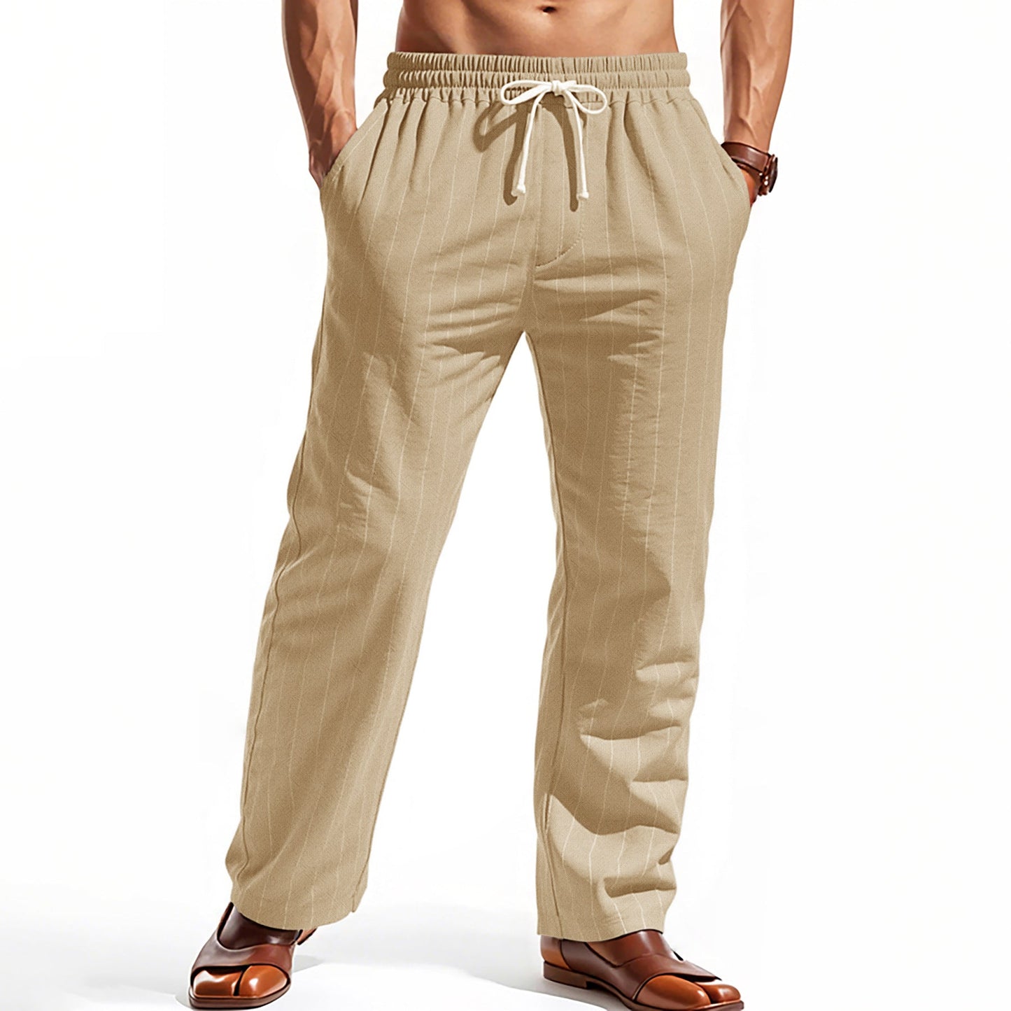 Herren Freizeithose Elastisch Mit Streifenoptik Bequem