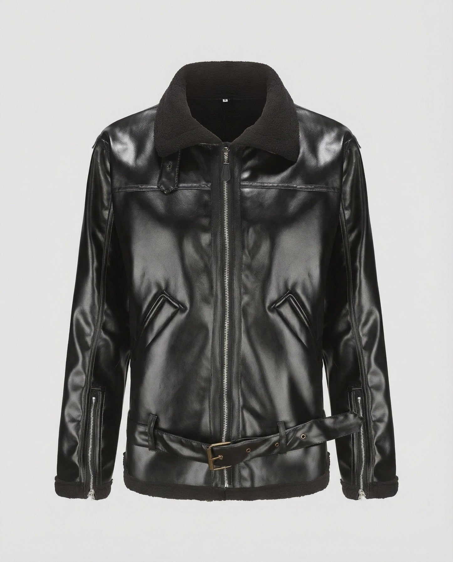 Herren Lederjacke Schwarz mit Reißverschluss