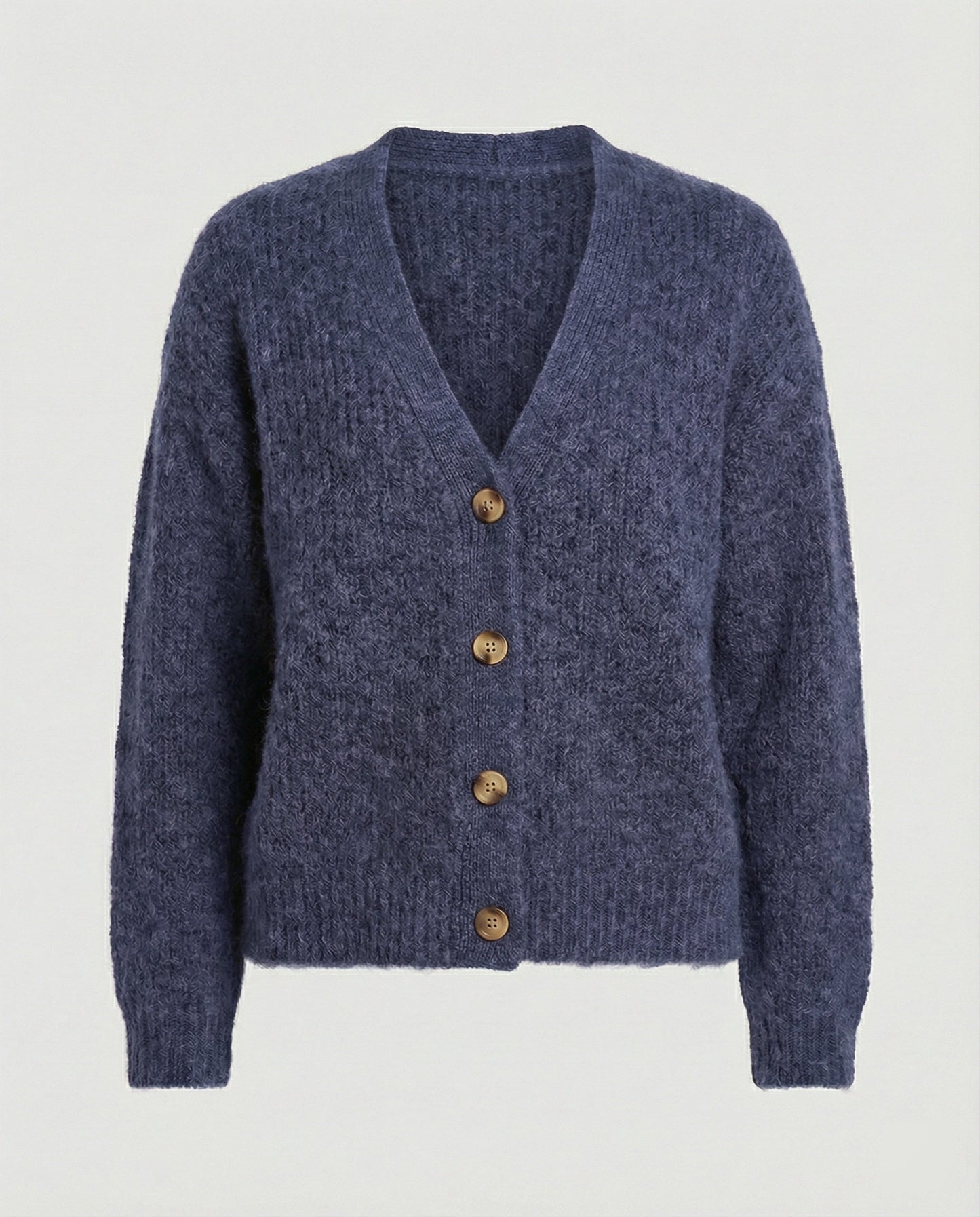 Damen Cardigan Kurz V-Ausschnitt Weich Strick Berlin Chic