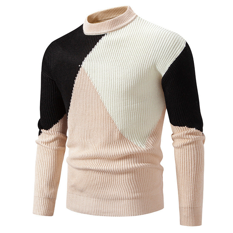 Herren Rollkragenpullover Modern Grafisches Design Farbblock