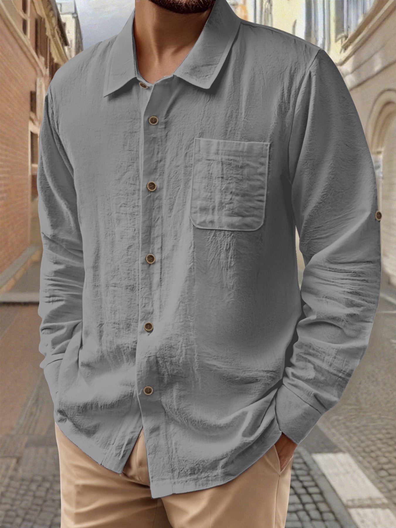Herren Hemdjacke Elegante Lässige Casual