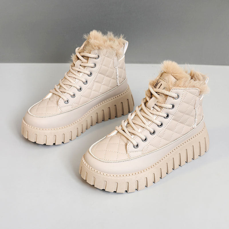 Damen Winterstiefel Warm Fellbesatz Rutschfest Schnee