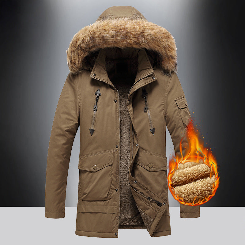 Herren Winterjacke Isoliert Warm mit Kunstfellkragen