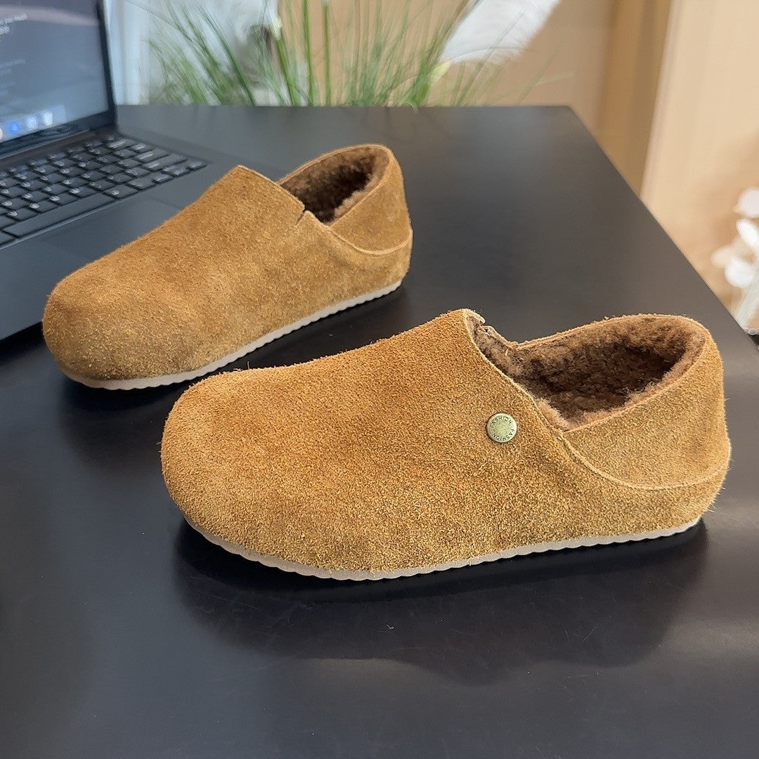 Damen Hausschuhe Veloursleder Weich Warm Bequem