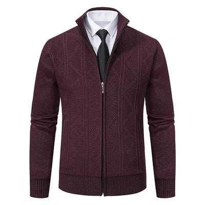 Herren Strickjacke Modern mit Reißverschluss Hochkragen