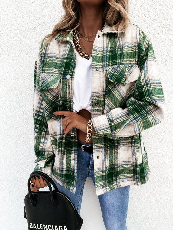 Übergroße Damen Pulloverjacke Karomuster Großes Modell