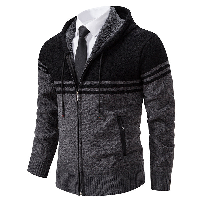 Herren Kapuzenjacke Modern mit Struktur Optik