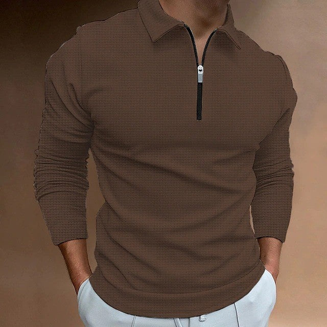 Herren Sportshirt Langarm Reißverschluss Modern