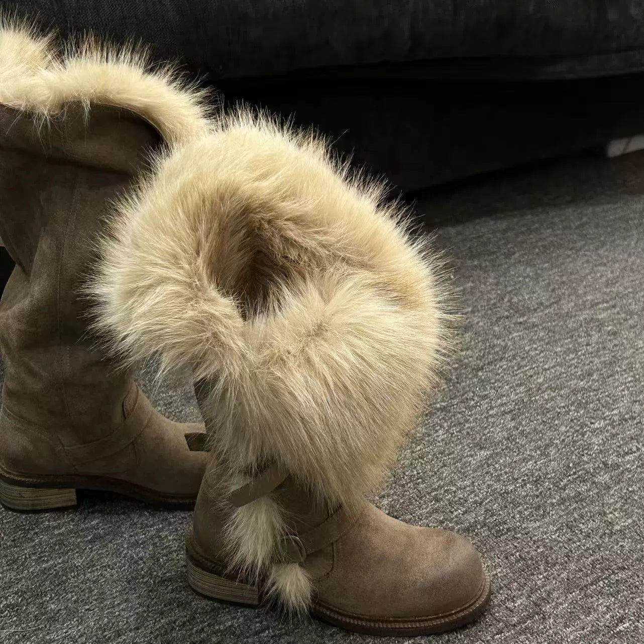 Damen Winterstiefel Warm Fellkragen Kuschelig Schnee