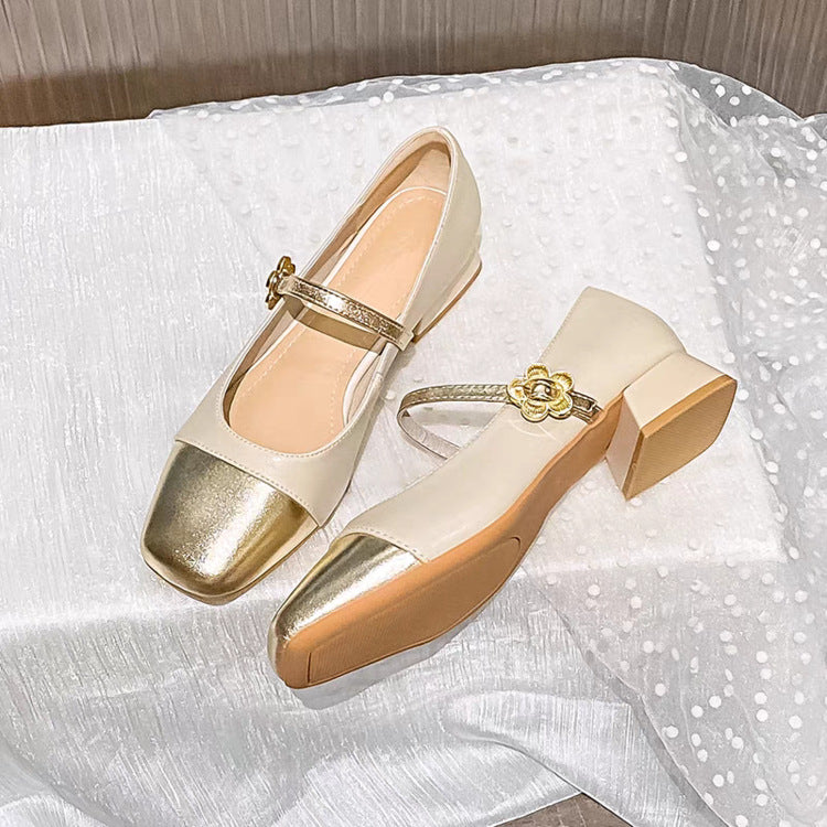 Elegante Damen Ballerinas mit Riemen Glänzend Damen Schuhe