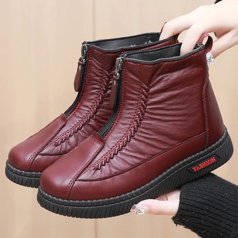 Damen Stiefeletten Modisch Rutschfest Doppelter Reißverschluss