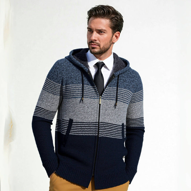 Herren Hoodie Jacke Modern Strukturiert mit Taschen