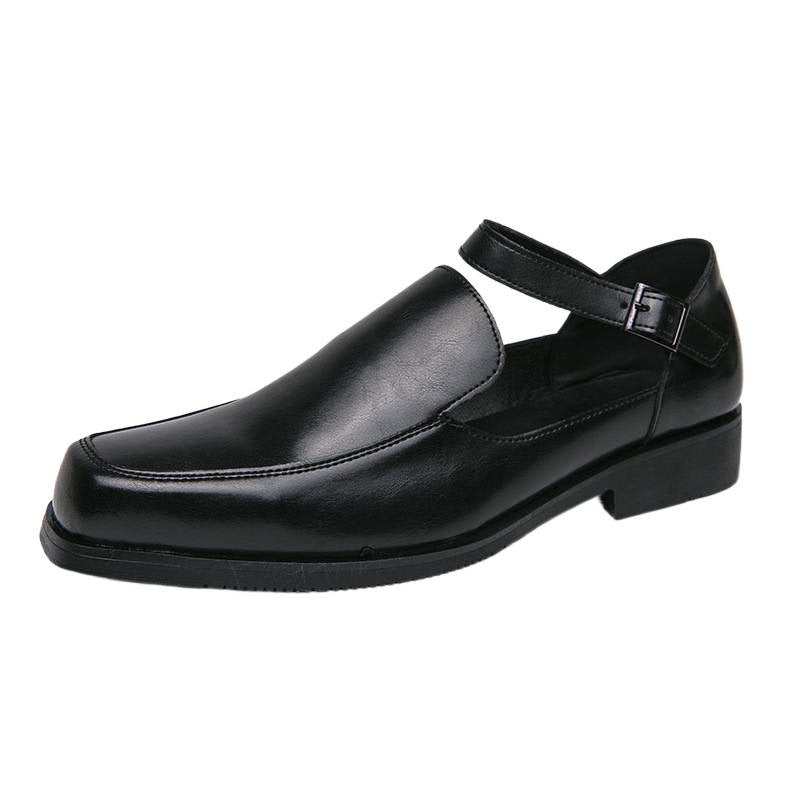 Damen Lederschuhe Elegantes Design Schnallenverschluss Schwarz