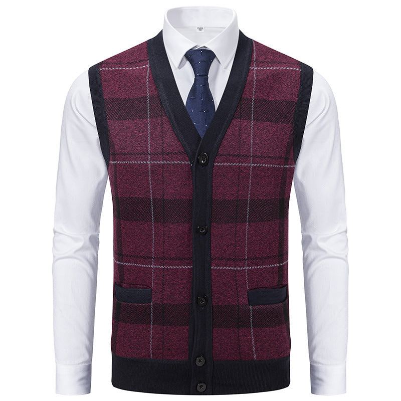 Herren Strickjacke Modern Karomuster Elegante Schale