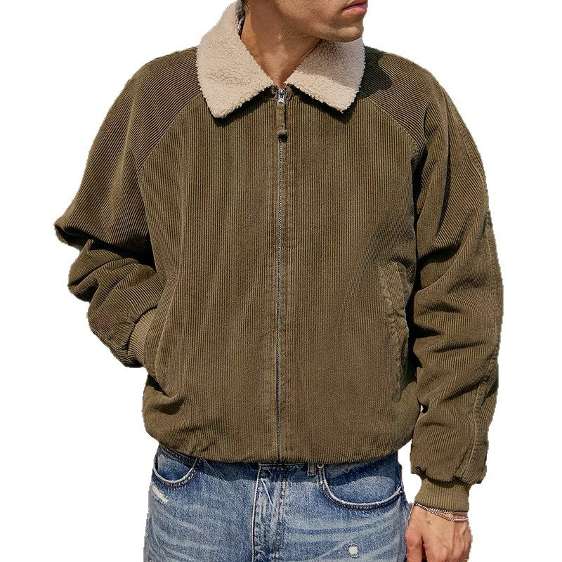 Herren Cordjacke Mit Abnehmbarem Kragen Modern