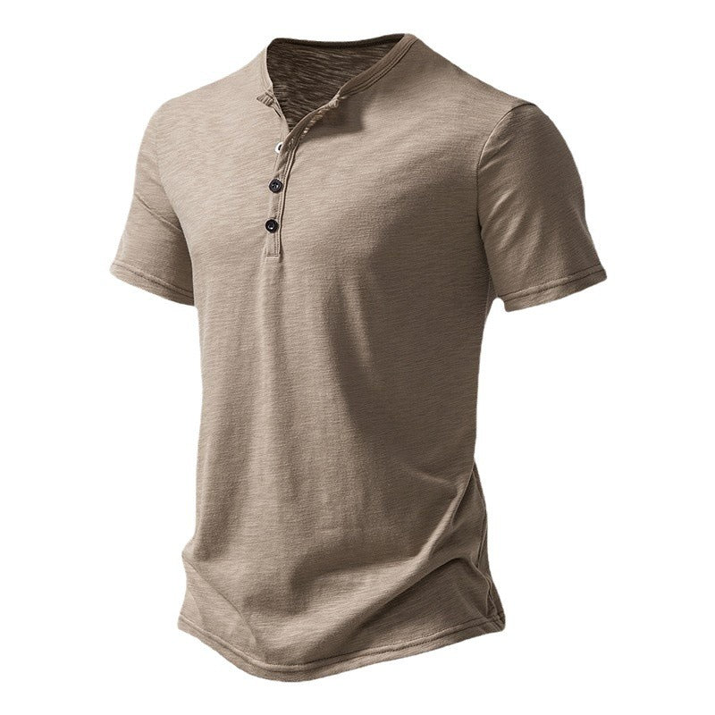 Herren Kurzarmhemd Henley Ausschnitt Komfort Passform Moderne Style