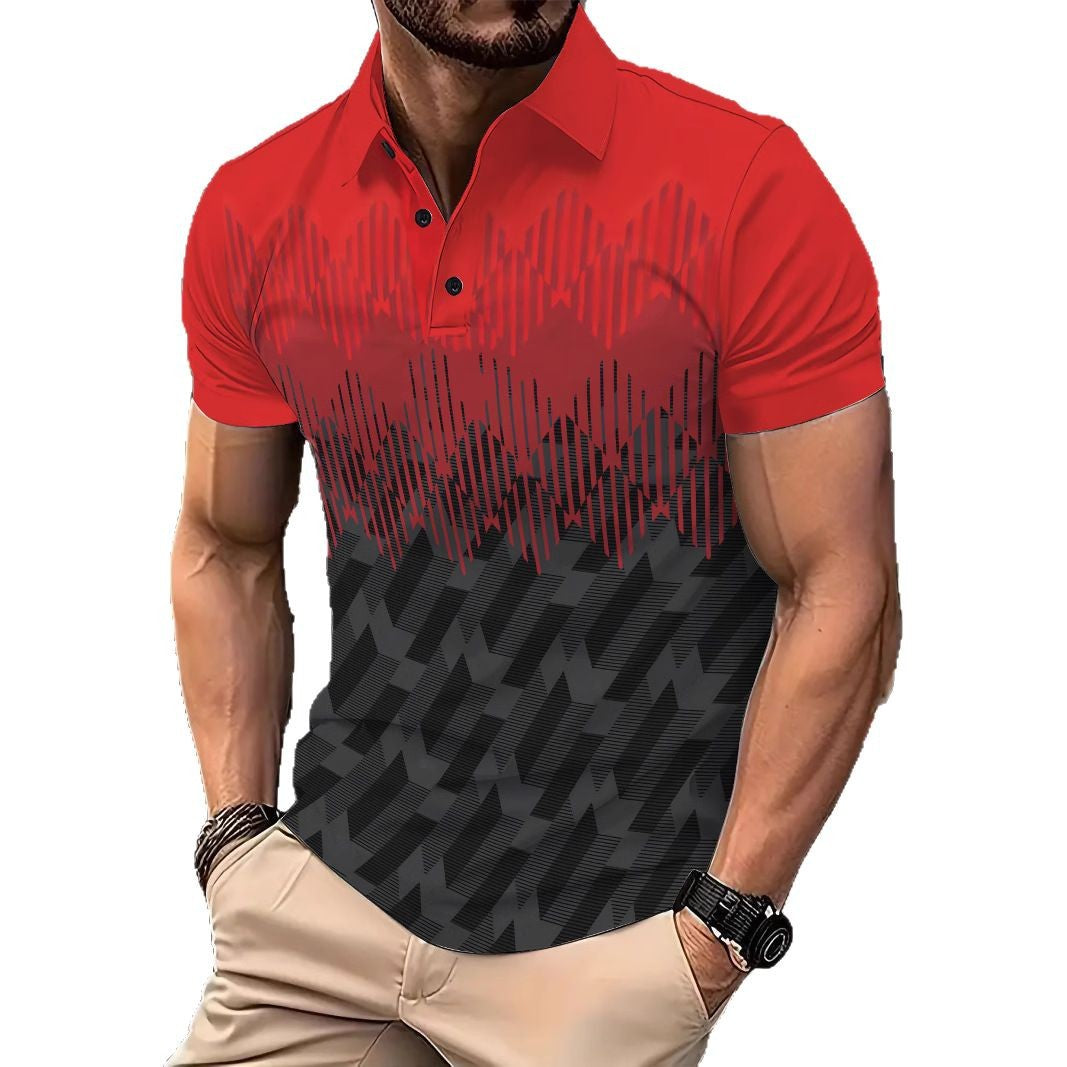 Herren Poloshirt atmungsaktiv mit Grafikdruck Modern