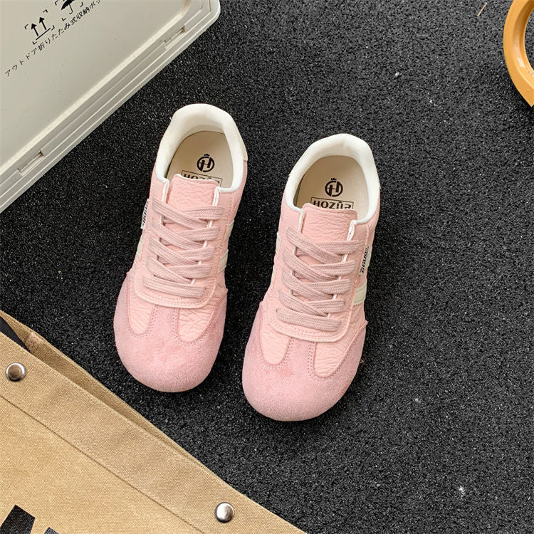 Damen Sneaker Retro Sportlich Leder Schuhe