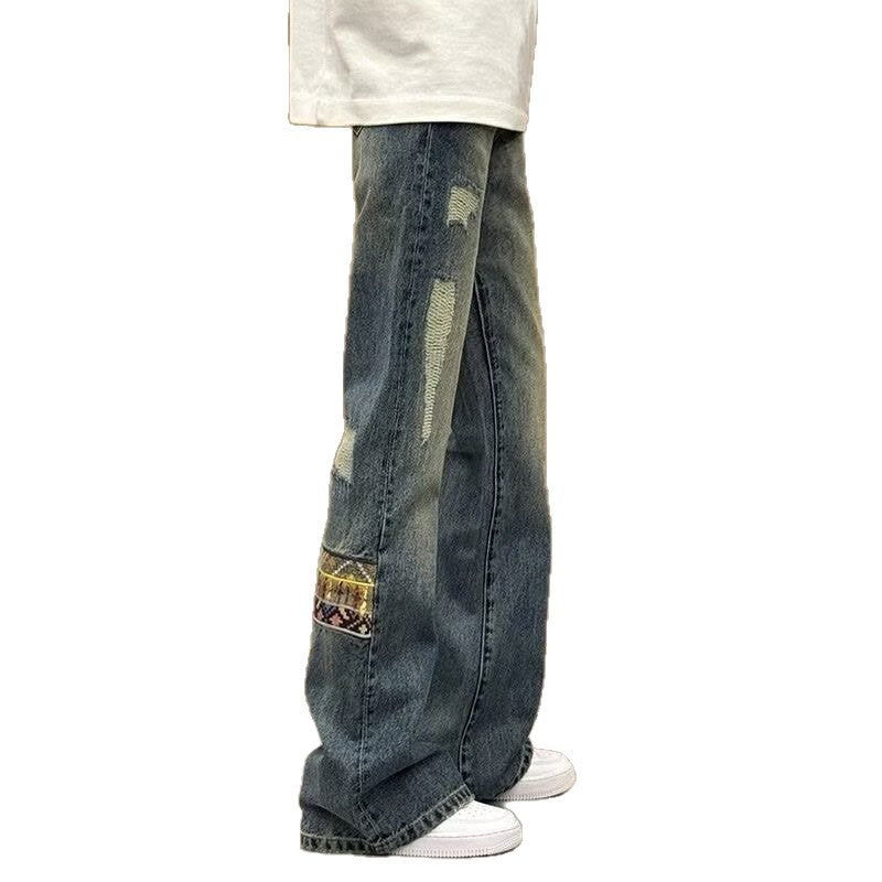 Herren Jeans Bootcut Modell Mit Nieten und Stickerei