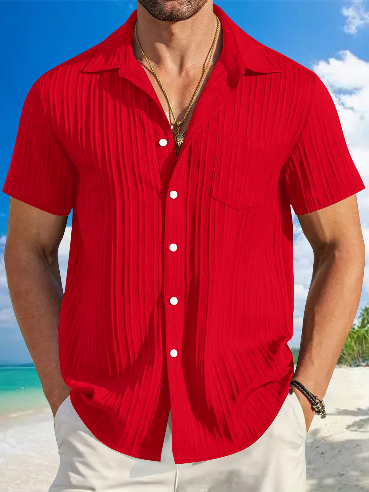 Herren Strandhemd Kurzarm Modern Berlin Style