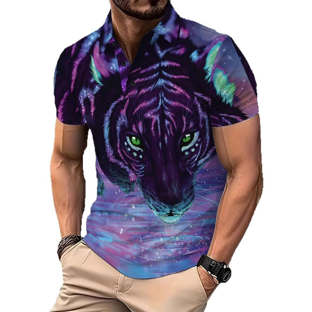 Herren Poloshirt Tiger Motiv Modern Berlin Style