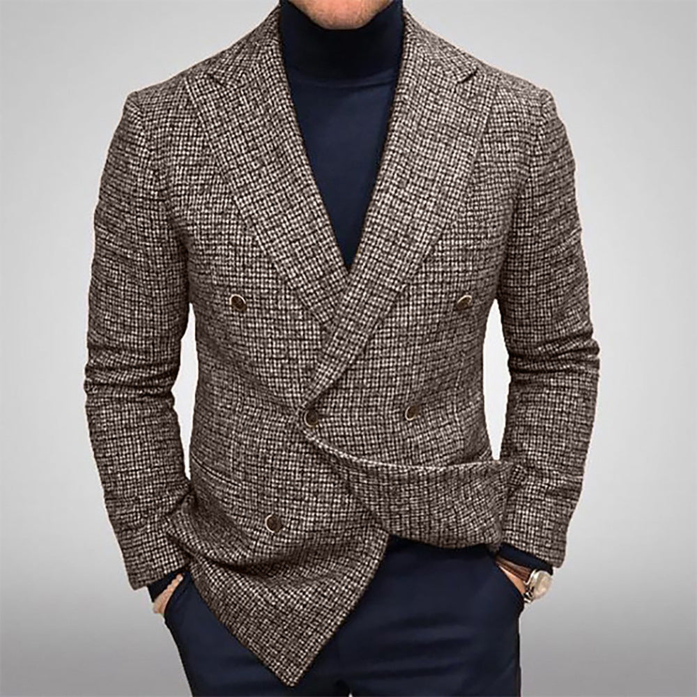 Herren Blazer Kariert Elegant Modern mit Doppelknöpfen
