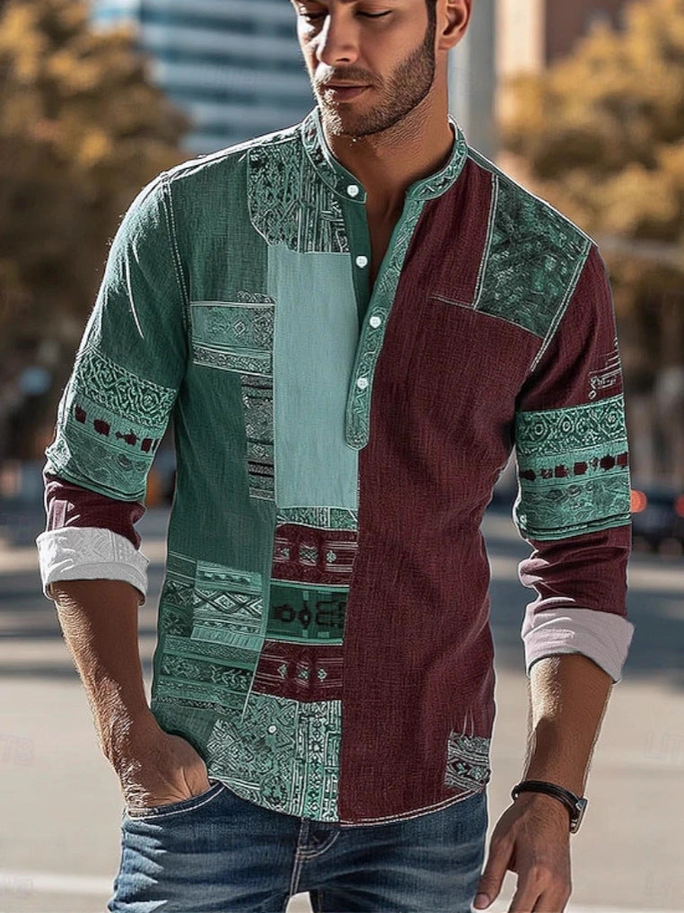 Herren Hemd Modern Patchwork Style Einzigartig