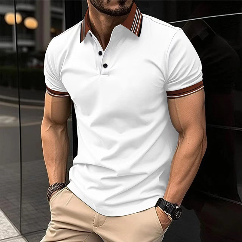 Herren Poloshirt Kurzarm Modern Kragen Kontrastdetails Eleganz