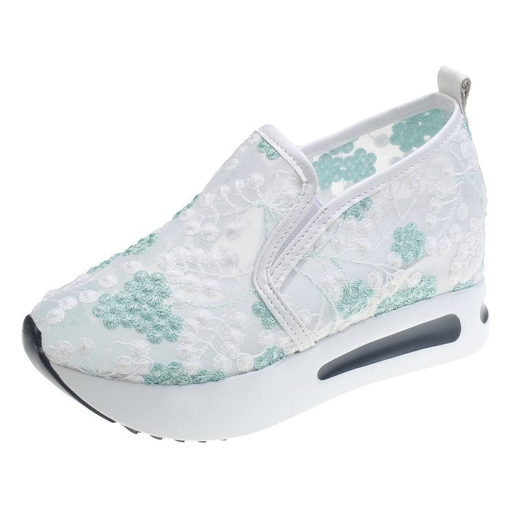 Damen Sneaker Slip-On Blumen Stickerei Mode Schuhe