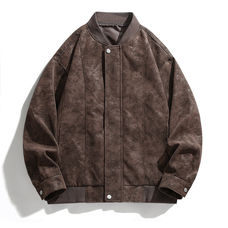 Herren Suede Bomberjacke Sportlich Modern Lederoptik