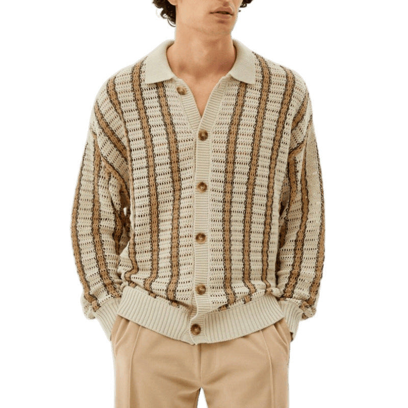 Herren Strickjacke Elegantes Lochmuster Design