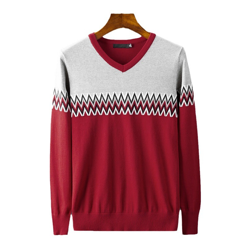 Herren Pullover Eleganter V-Ausschnitt mit Grafik-Print Modern