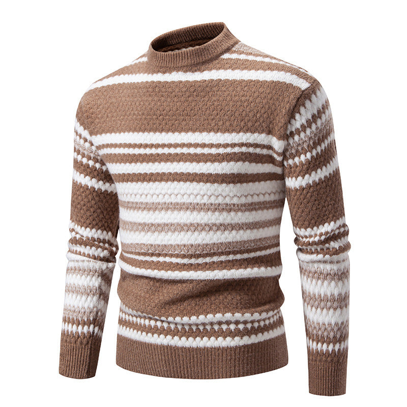 Herren Strickpullover Gestreift Weich Hochkragen