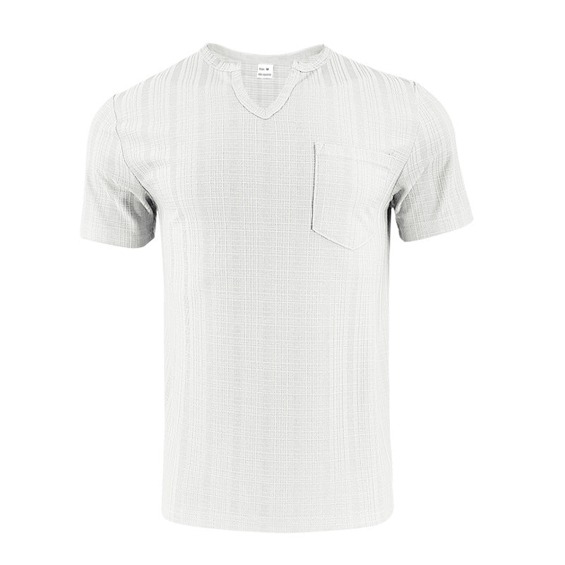 Herren Kurzarmshirt Strukturiert mit Brusttasche Modern