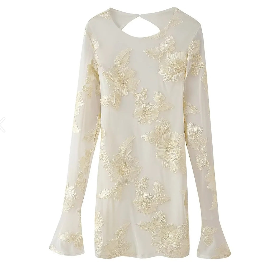 Damen Oberteil Elegantes Chiffon Blumenmuster Langärmlig