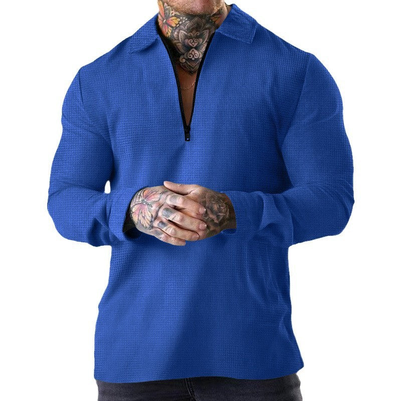 Herren Langarmshirt Sportlich Reißverschluss Strukturiert Modern