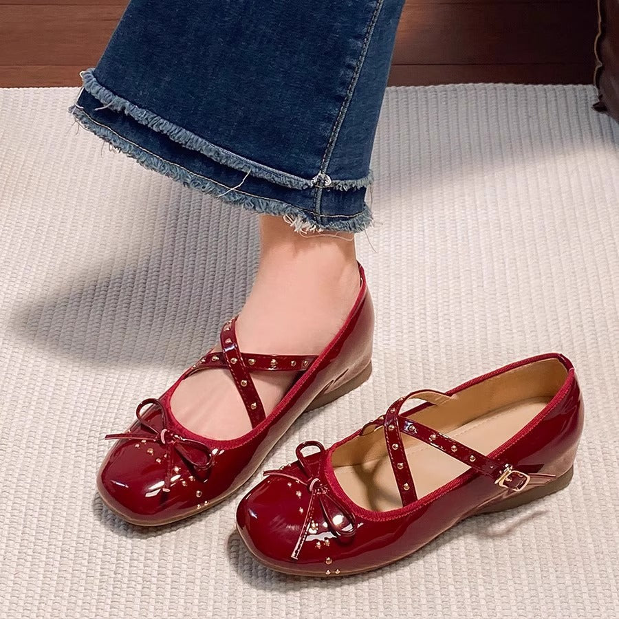 Damen Ballerinas mit Riemchen und Glitzersteinen