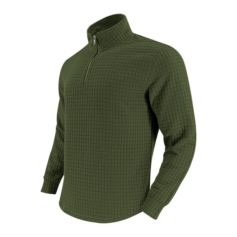 Herren Pullover Midlayer Struktur Optik Hochkragen