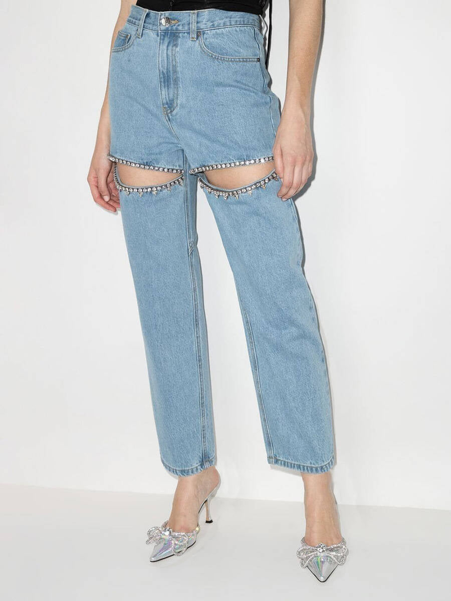 Damen Jeans Mit Cutouts Glitzernd Damenjeans Trendy