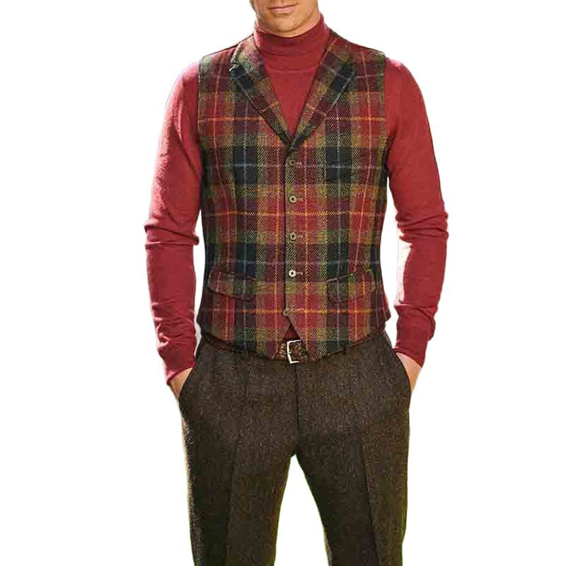 Herren Karo-Weste Elegante Weste Slim Fit Modern