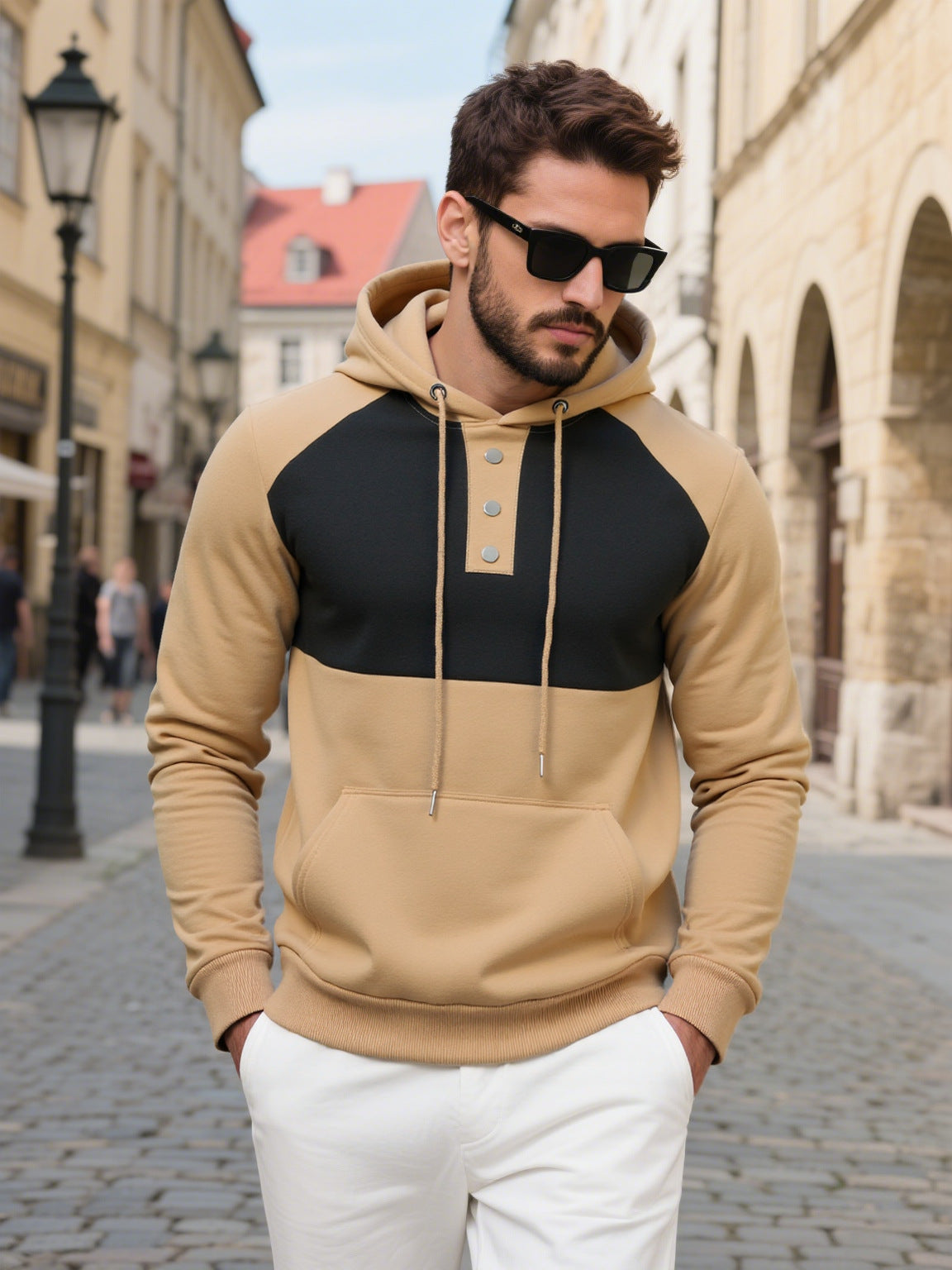 Herren Hoodie Kontrastdesign Modern Streetwear Style