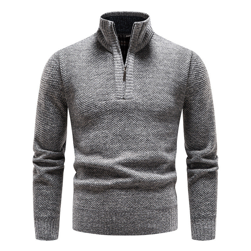 Herren Strickpullover Sportlich Strukturiert Halbzipper