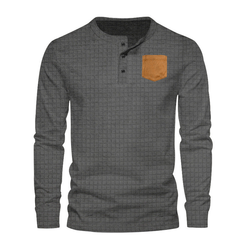 Herren Langarm-Shirt Modisch mit Kontrast-Tasche