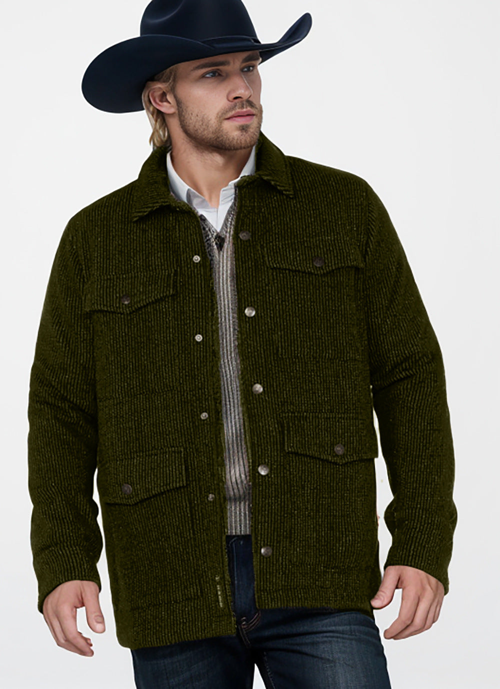 Herren Baumwolljacke Klassisch Schnitt Mit Taschen