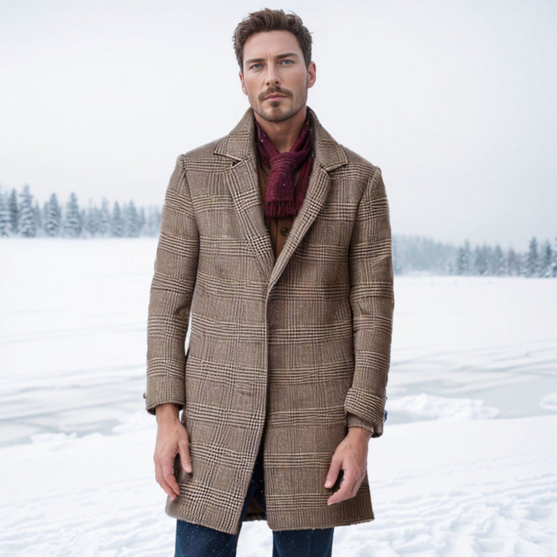 Herren Karomantel Elegant Warm mit Innenauskleidung