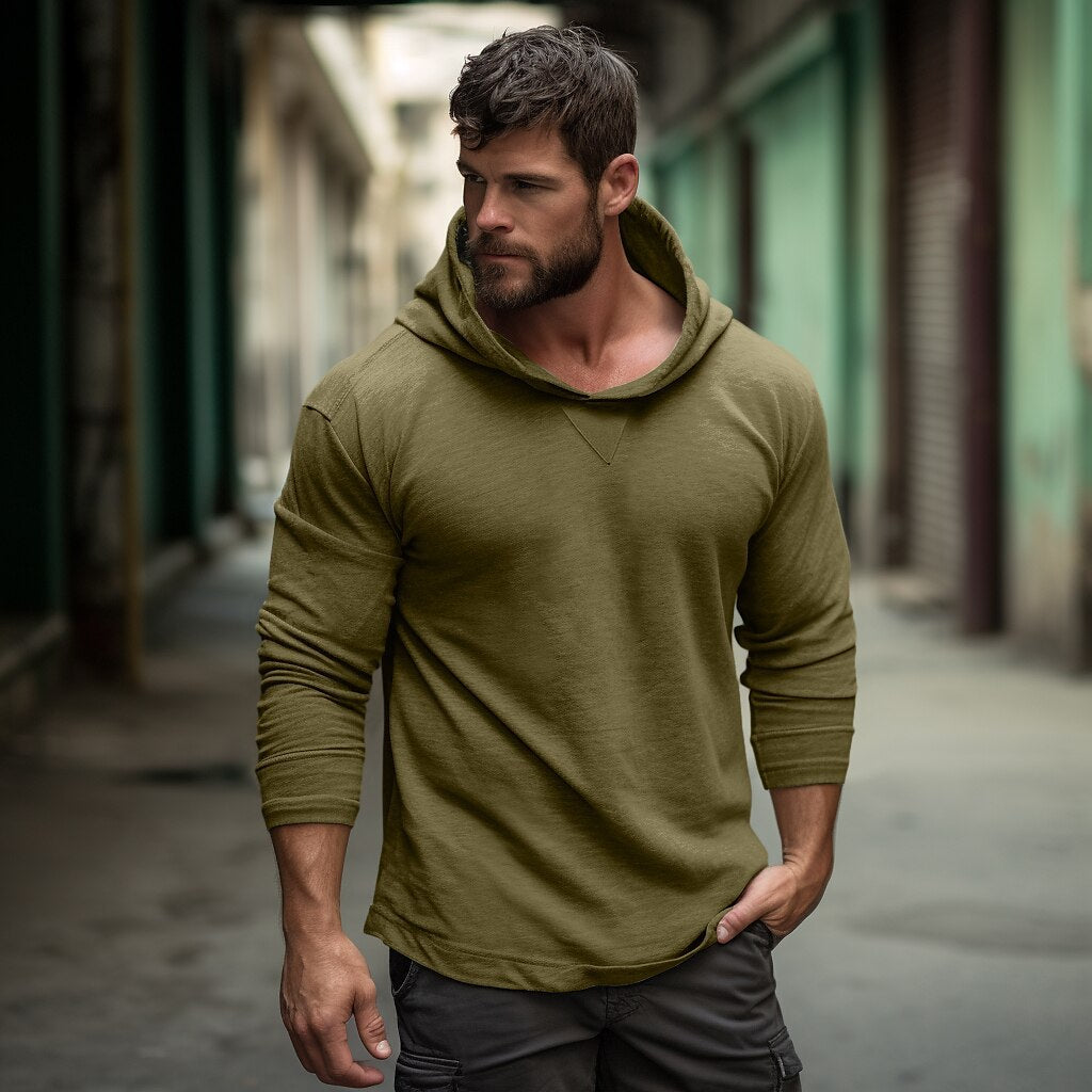 Herren Hoodie Langarm V-Ausschnitt Modern Trendy