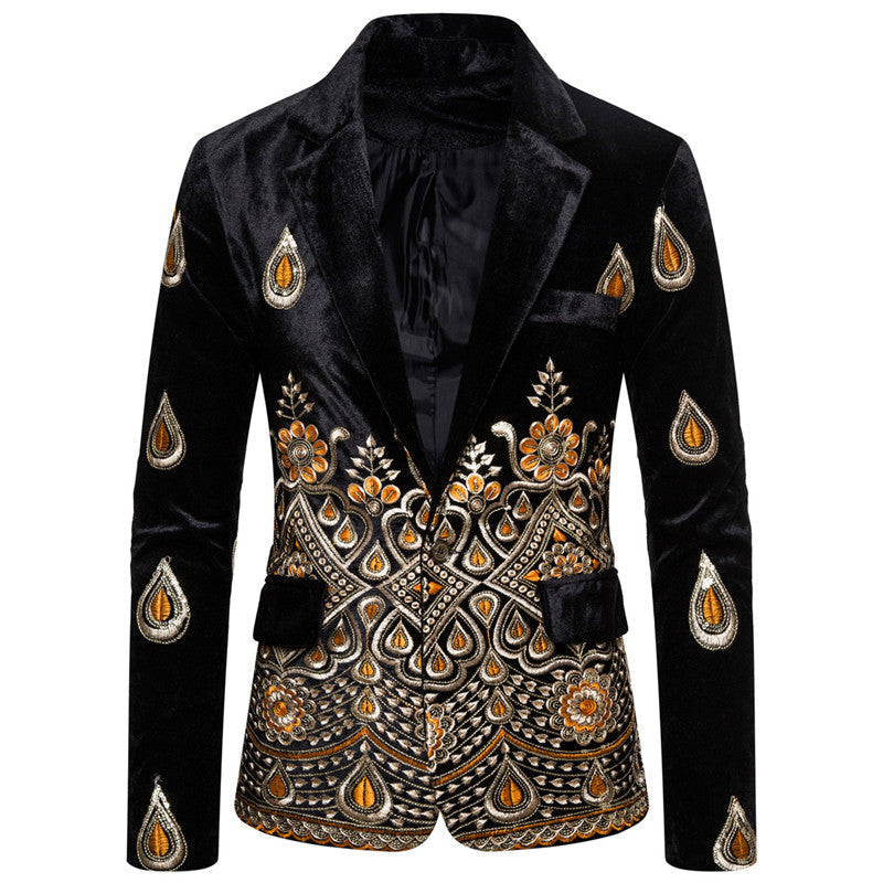 Maßgeschneiderter Samt Blazer Herren Elegant Schwarzer Anzug