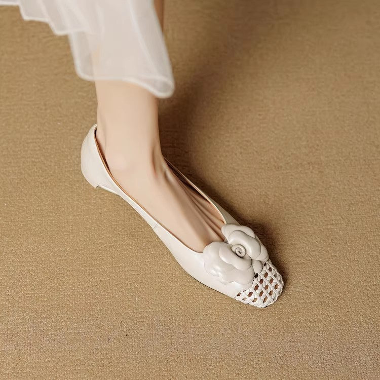 Damen Ballerina Schuhe Offen Fersen Floral Modisch